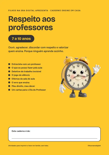 Capa do caderno Respeito aos professores
